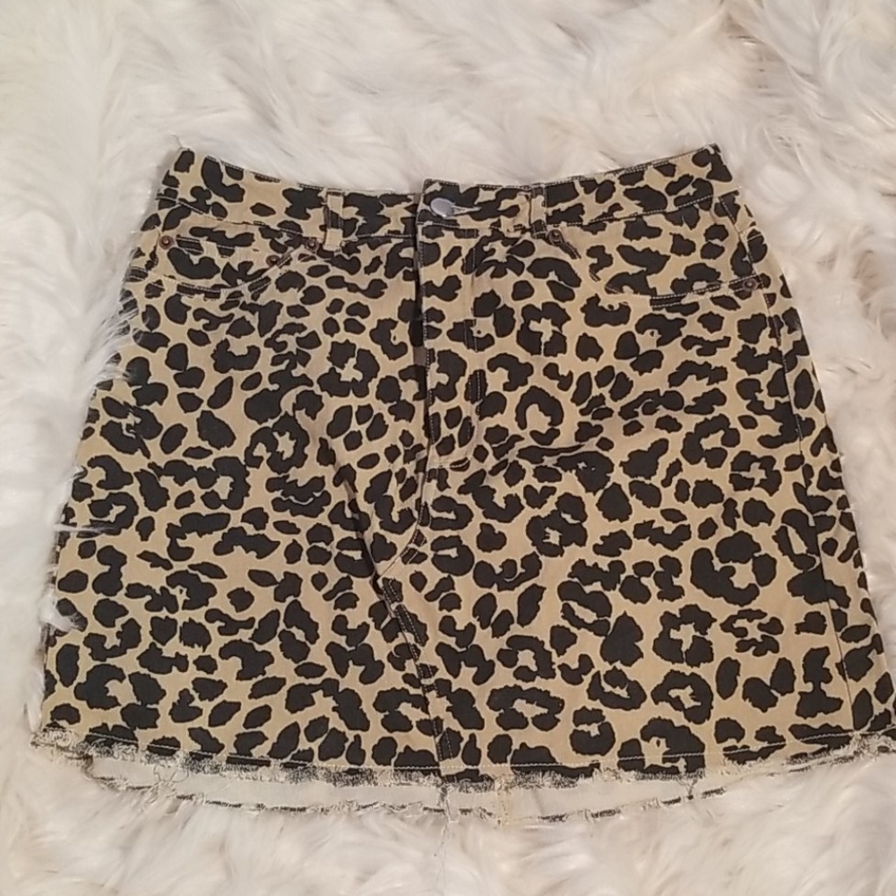 A cheetah-print mini skirt